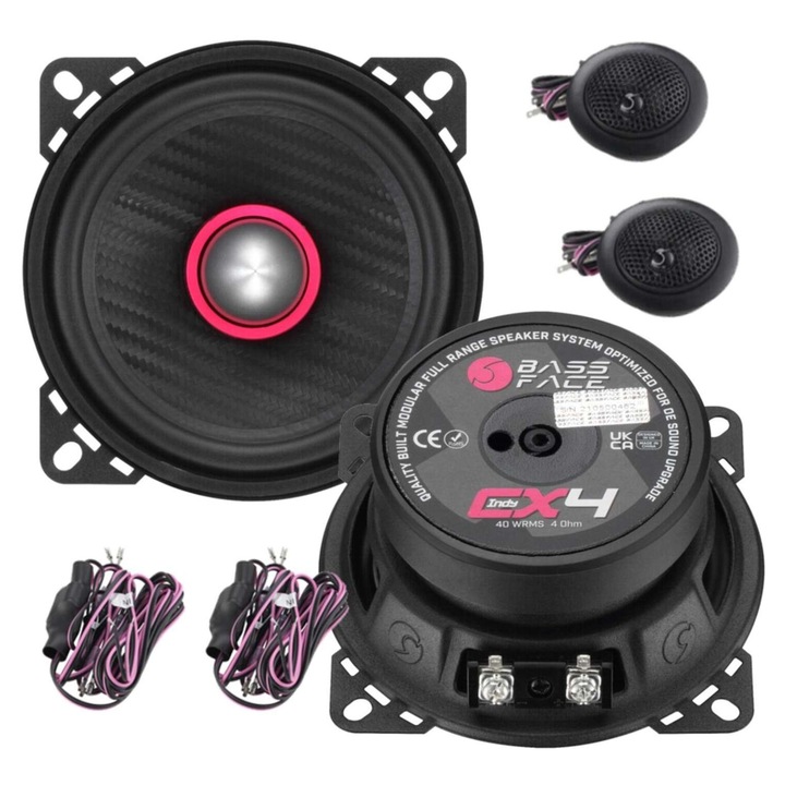 Boxe auto Bassface INDY CX4, 100 mm, 2x40W, set de glositoare odseparate sau coaksiale