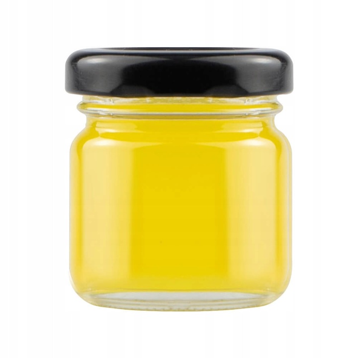 Borcan 40ml Bimberek, sticlă, pentru miere, gem, condimente, cu capac colorat