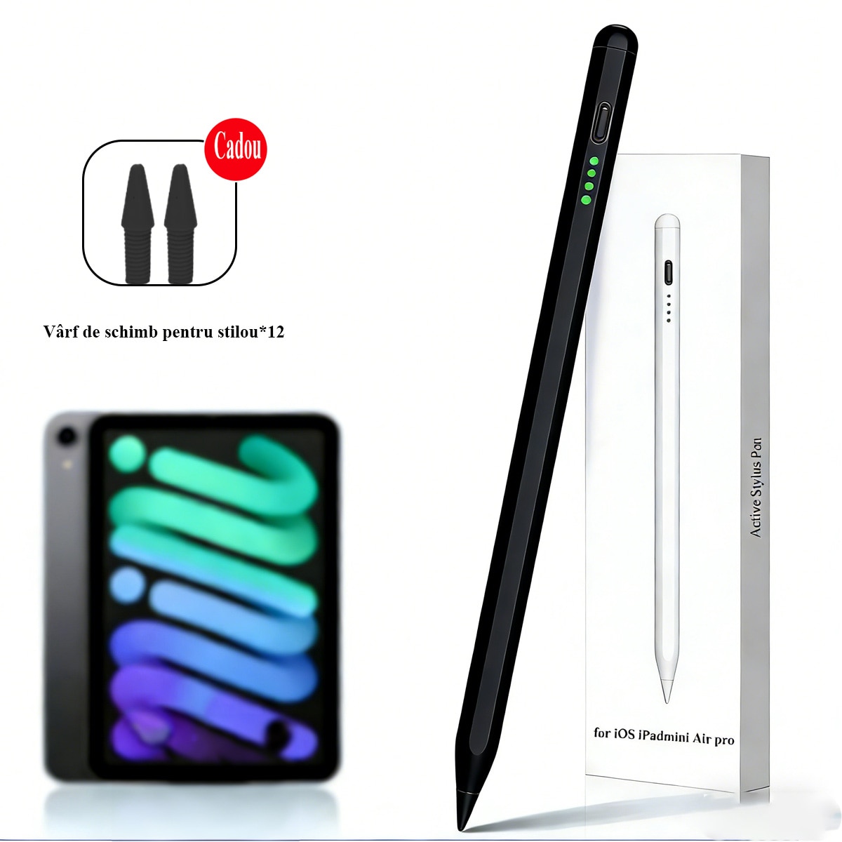 Set 4 varfuri de inlocuire pentru Apple Pencil, sensibilitate