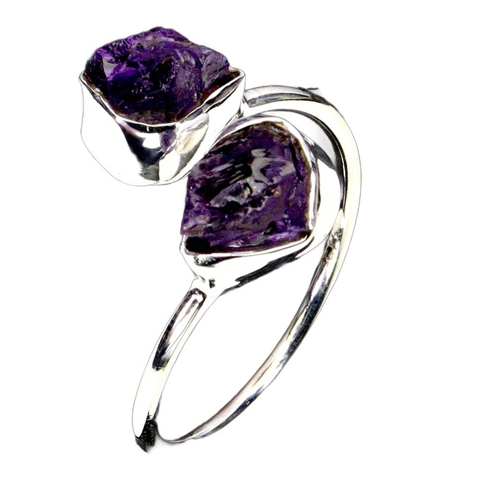 Inel argint 925 cu ametist natural, Songea marime 17