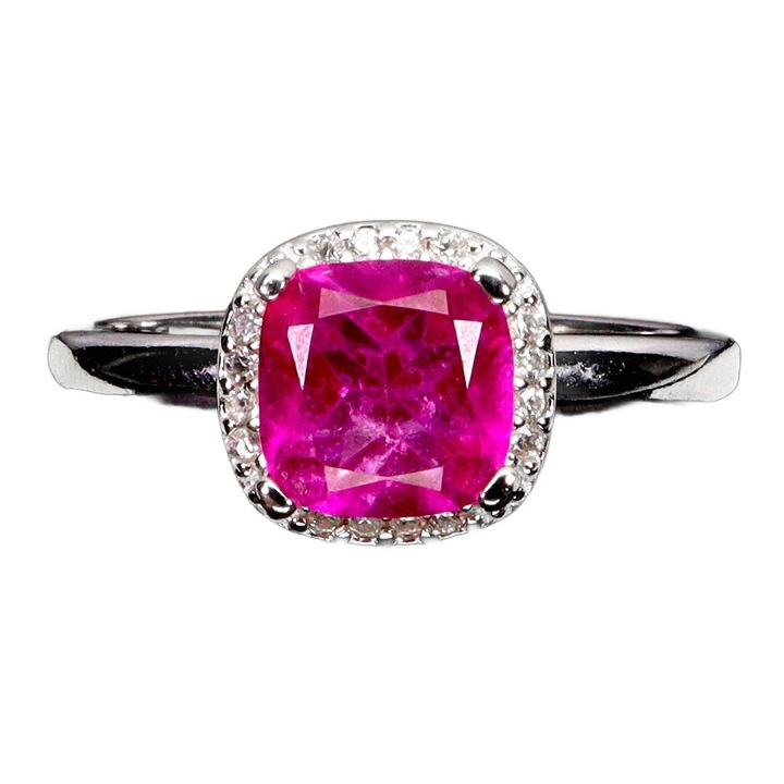 Inel argint 925 Songea cu topaz roz natural, marimea 14