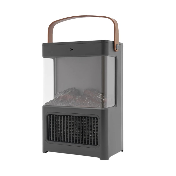 Semineu electric, 2000W, negru, cu telecomanda, 43x26x50cm