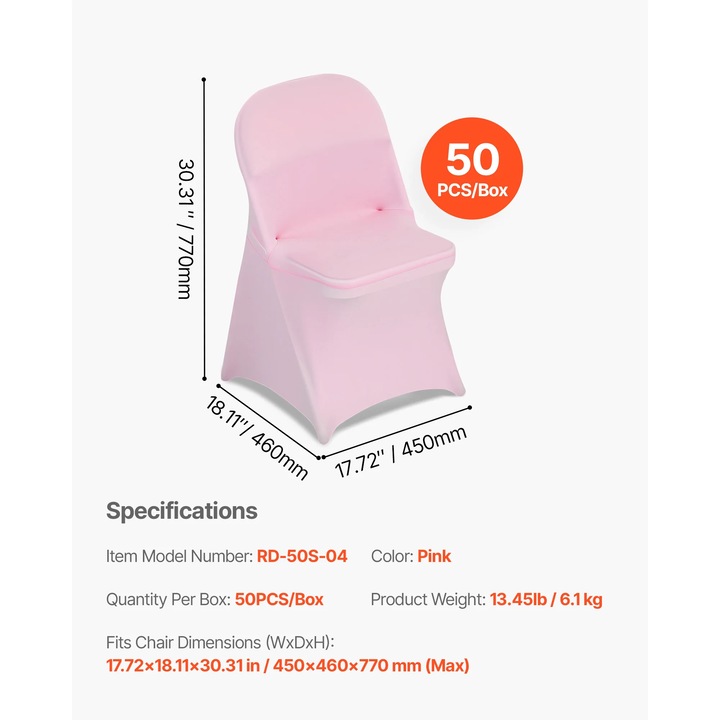 Set Huse scaun, Material elastic, Intretinere usoara, roz 50 buc