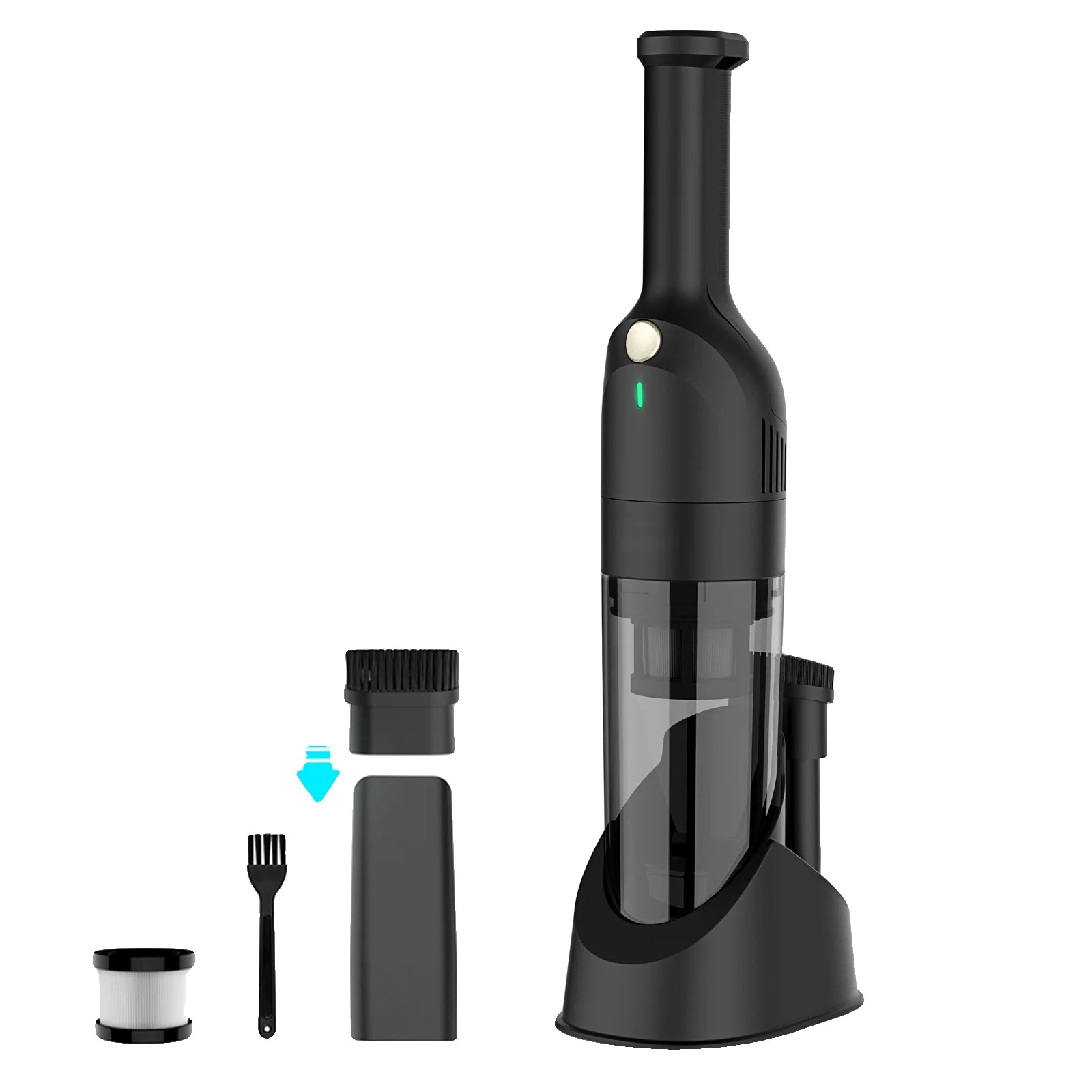 Aspirator portabil, 25 kPa putere de aspiratie, design fara fir, negru, 0.5L