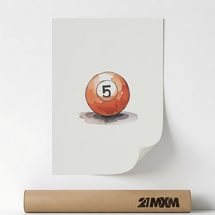 Плакат 'Билярд № 5' на Матово Платно – Минималистичен Дизайн, A3 (29.7 x 42 см), Без Рамка