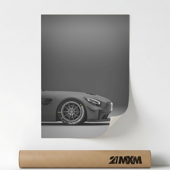 AMG GT4 2020 01, Премиум арт принт за кола – Минималистичен дизайн, 30 x 40 см, Без рамка