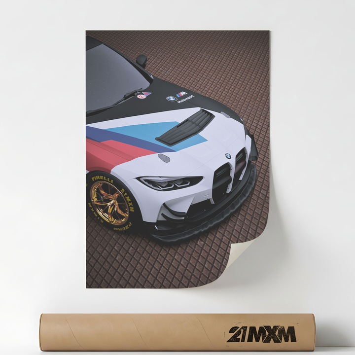 M4 GT3 02, Премиум Платно за Кола – Минималистичен Дизайн, A4 (21 x 29.7 cm), Без Рамка