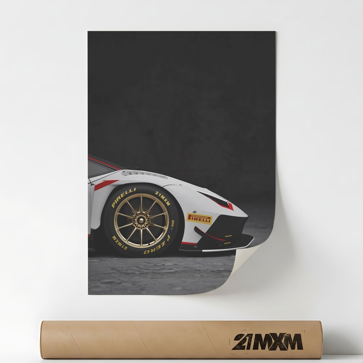 Huracan GT3 EVO-2 09, Премиум Платно за Кола – Минималистичен Дизайн, A3 (29.7 x 42 cm), Без Рамка
