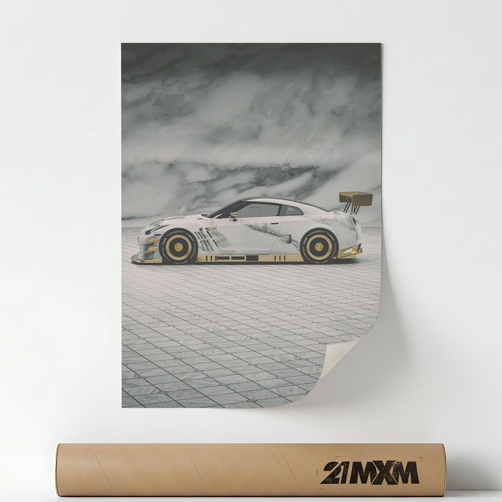 GT-R GT3 03, Премиум Автомобилна Канава – Минималистичен Дизайн, A4 (21 x 29.7 cm), Без Рамка