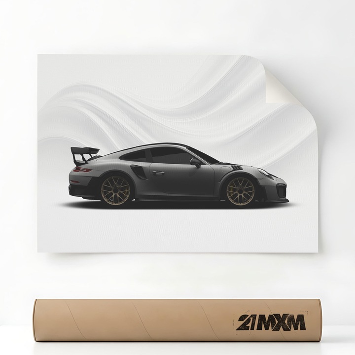 1322 GT2 RS - Сив, Автомобилна премиум канава – Минималистичен дизайн, A3 (29.7 x 42 см), Без рамка