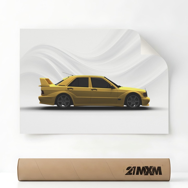 1566 190E EVO II - Жълт, Платно за стена Auto Premium – Минималистичен дизайн, 30 x 40 см, Без рамка