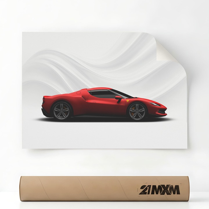 1374 2021 296 GTB - Червено, Премиум платно за кола – Минималистичен дизайн, A4 (21 x 29.7 cm), Без рамка