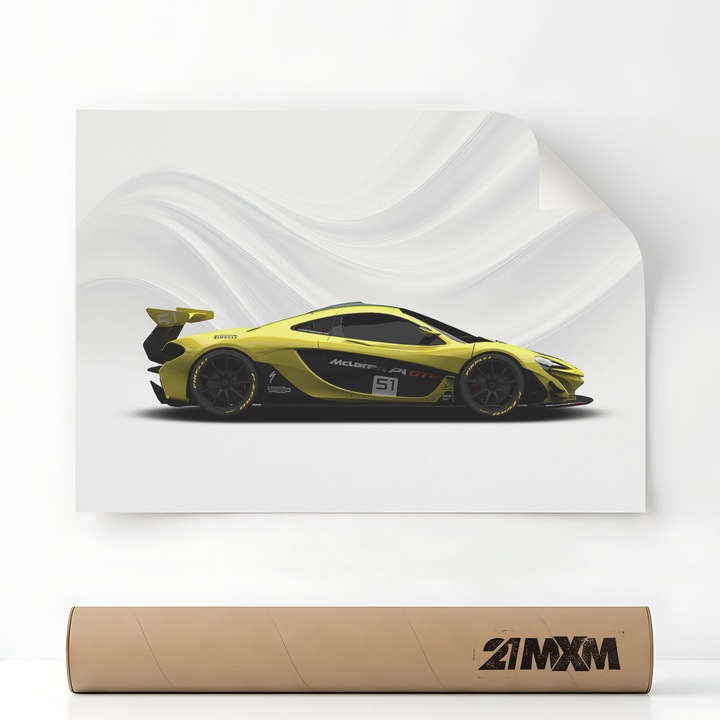 1358 2015 P1 GTR, Премиум Платно за Автомобил – Минималистичен Дизайн, A3 (29.7 x 42 cm), Без Рамка