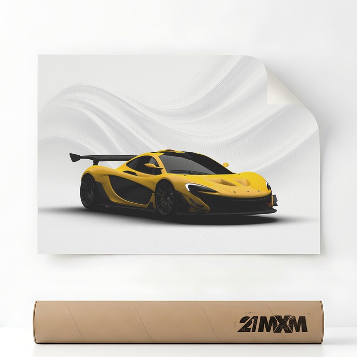 Постер Auto Premium - 1556 P1 GTR - Жълт - Отпред – Минималистичен дизайн, A4 (21 x 29.7 см), Без рамка