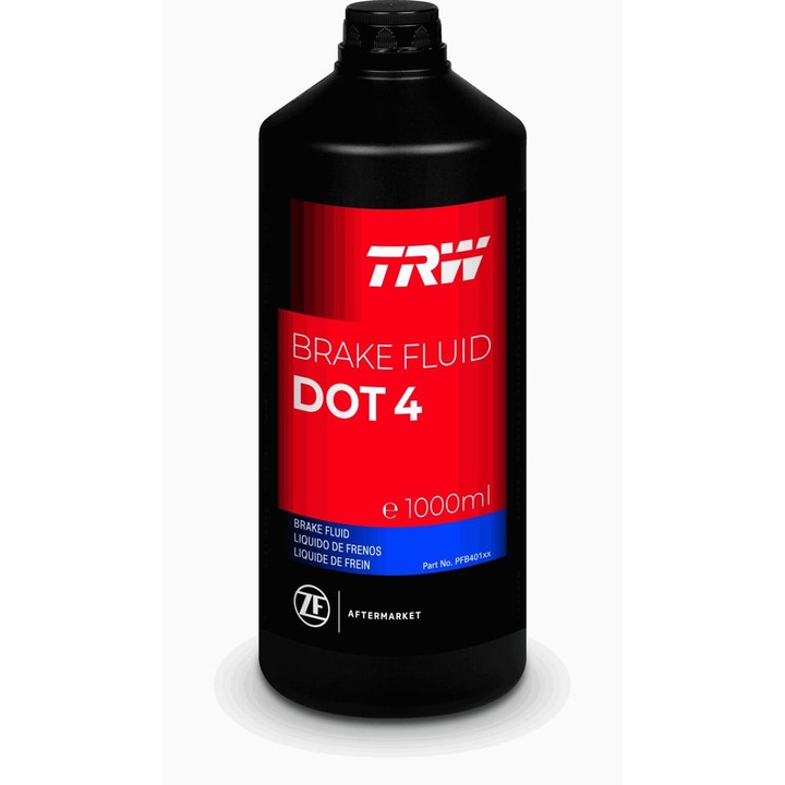 Lichid de frână Trw DOT 4 1L, ambalaj sticlă, punct de fierbere 260°C