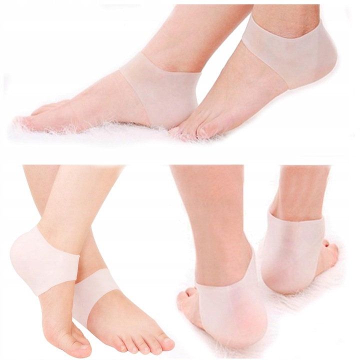 Силиконови Протектори за Пети, SNM, Бели Гел Чорапи за Напукани Пети и Петни Шпори, Амортизират Ударите и Предотвратяват Мазоли, Хидратират и Регенерират Кожата, Универсален Размер, Комплект от 2 Броя (Чифт), Бял