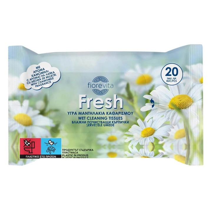 Servele Umede de Buzunar pentru Maini cu Aroma de Musetel 20buc - Fiorevita