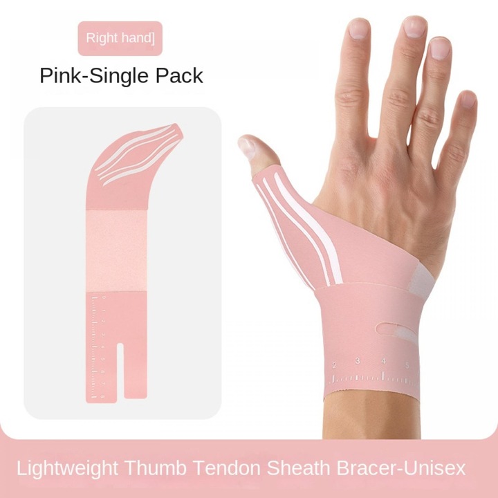 Orteza pentru Degetul Mare și Încheietura Mâinii Dreapta, UWOT, Bandaj Subțire de Compresie, Antialunecare, Roz, 1mm