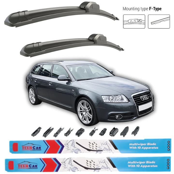 Автомобилни чистачки TeamCar, преден комплект, Audi A6 Avant (C6, 4F5) 2009-2011, 2 пера 550мм, монтаж Hook