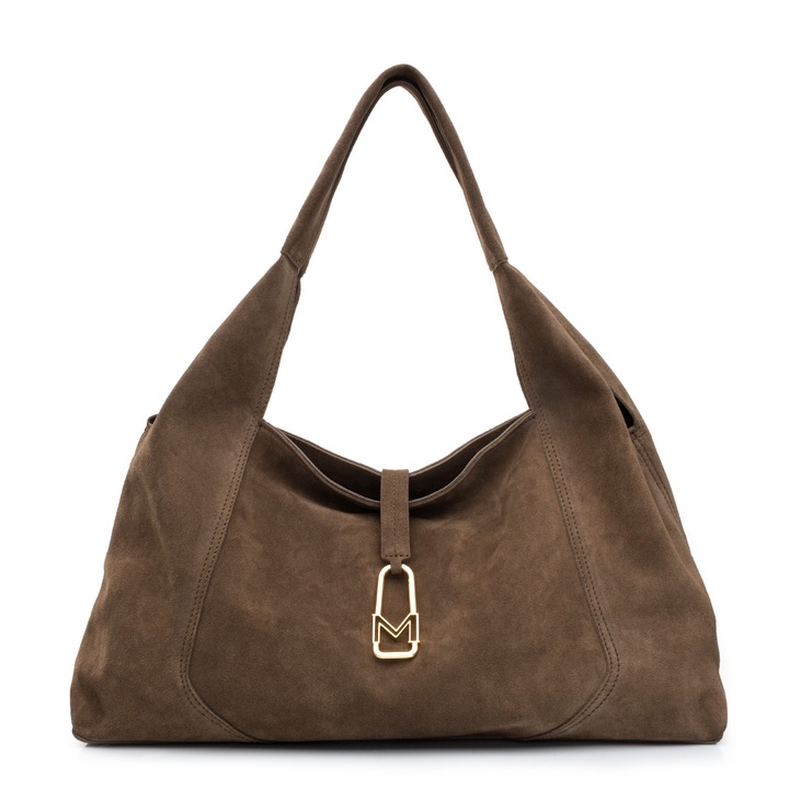 Geanta de umar Musette HILDE GM, Piele intoarsa