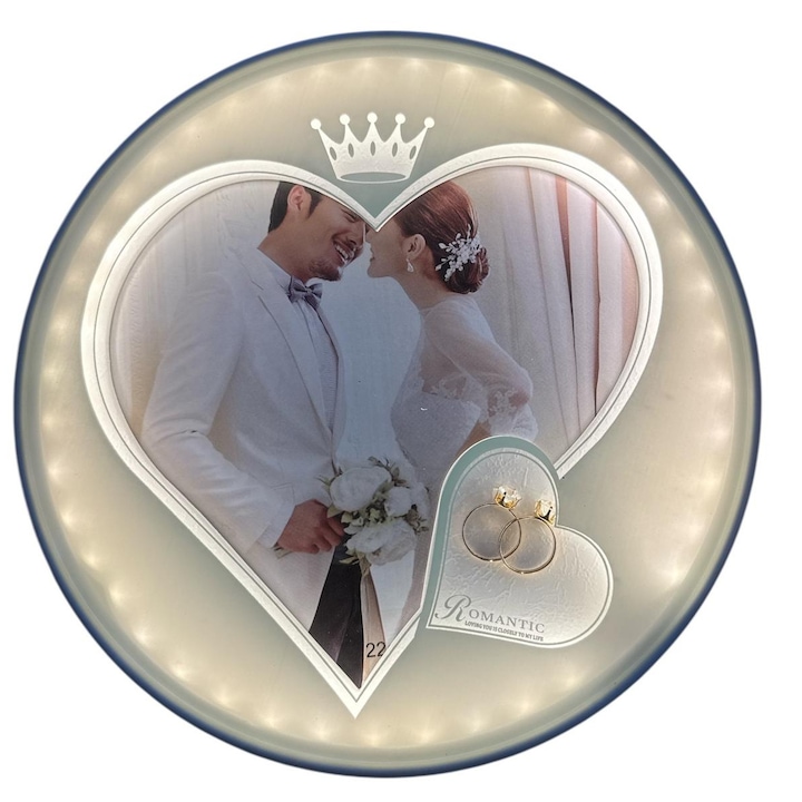 Inima Romantic Rama Foto LED Inima Romantic – Cadou Elegant Pentru Cupluri 24 cm - eMAG.ro
