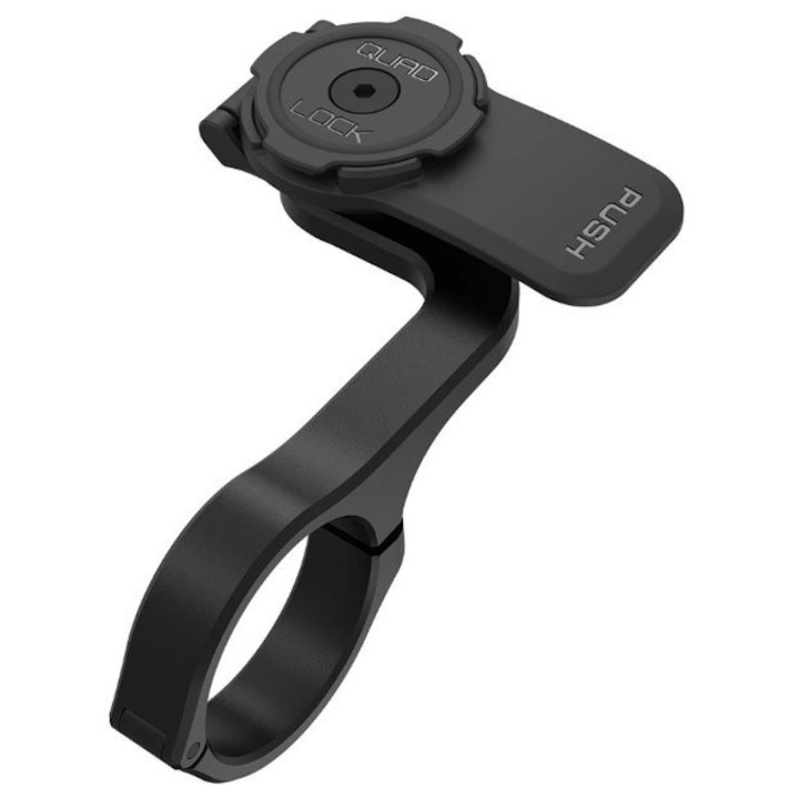 Suport pentru telefon Quad Lock Out Front Mount PRO, aluminiu negru, compatibil cu biciclete de diverse dimensiuni