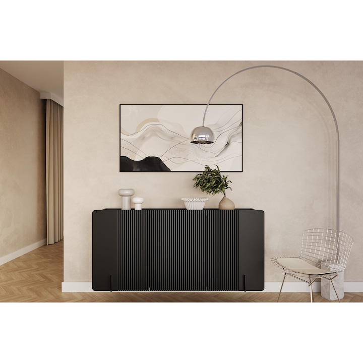 Suspendata Comoda Malmi 150 cm negru mat negru canelat