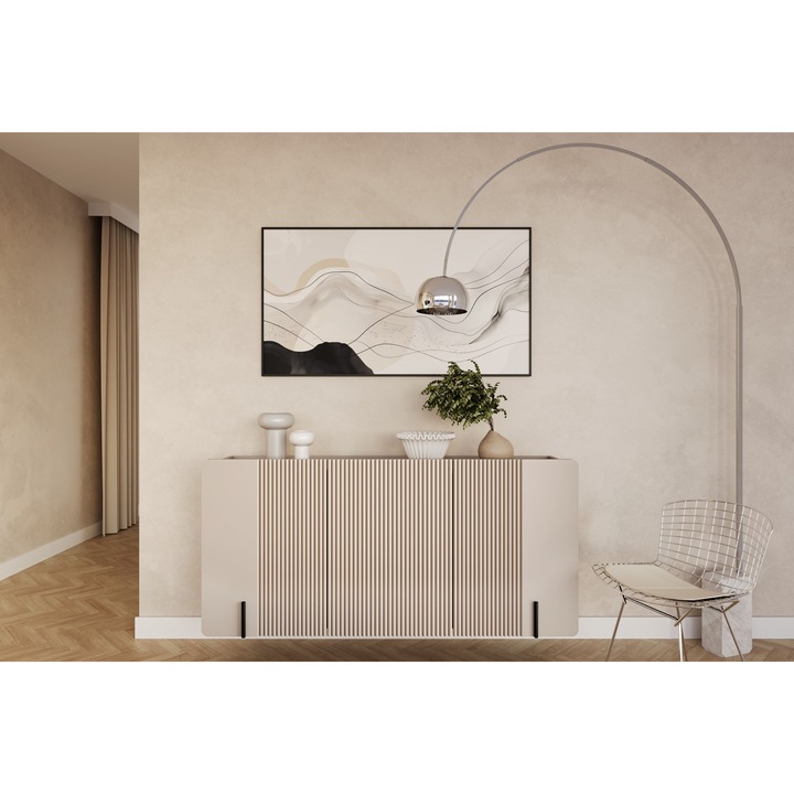 Suspendata Comoda Malmi 150 cm casmir negru canelat