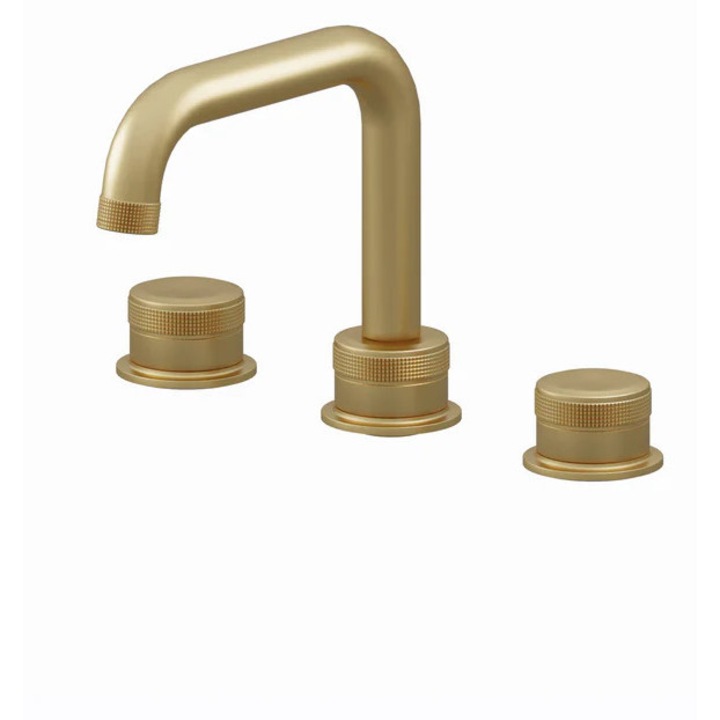 TAVEN Смесител за мивка с 3 отвора за баня или кухня, едноръкохватков, матов хром