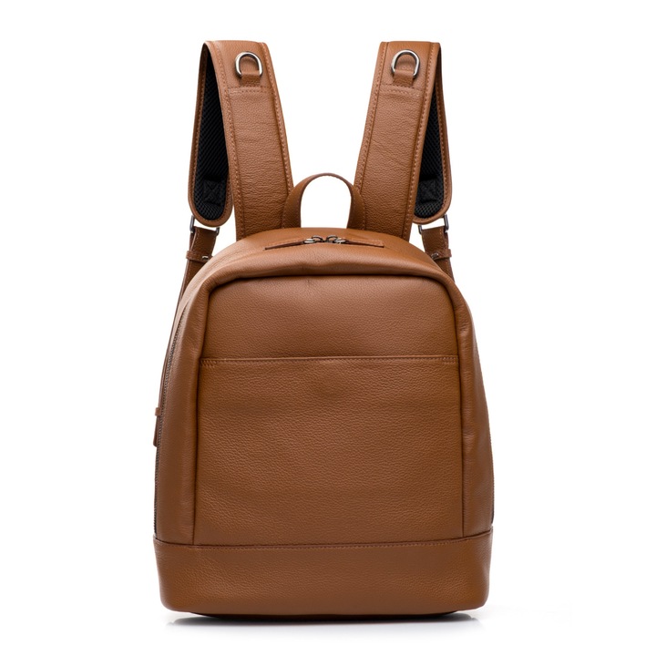 Rucsac dama, Musette, HELSINKI, Piele naturala, Maro, 37 x 11 x 36 cm