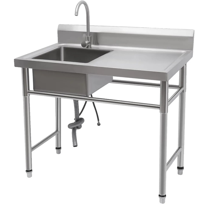 Chiuveta bucatarie, design independenta, otel inoxidabil, argintie, 1 bazin