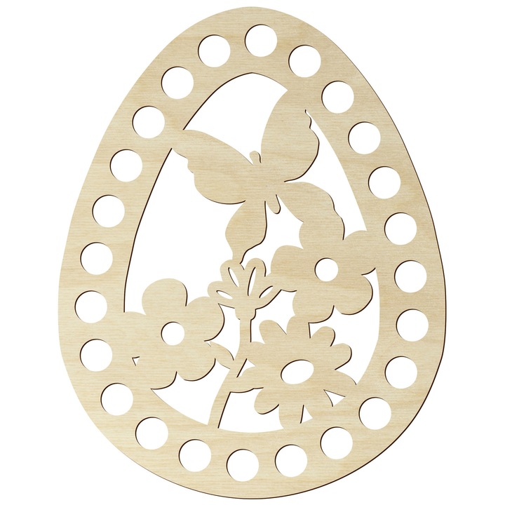 Baza de decorare din lemn pentru crosetat, 20cm, forma de ou, naturala