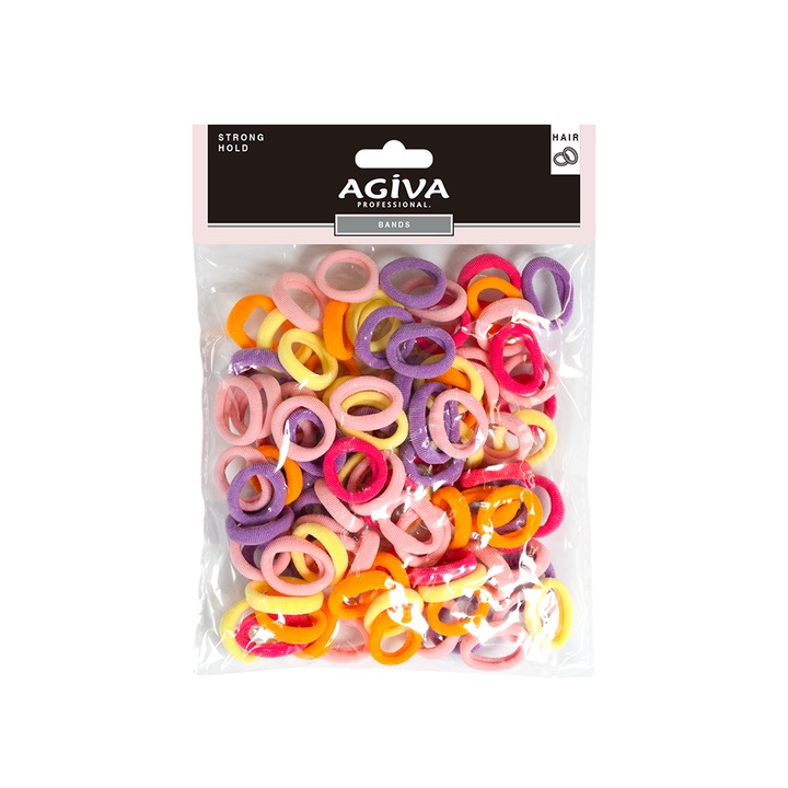 Set de elastice de păr Agiva Professional, Multicolore, 2 cm, 100 buc