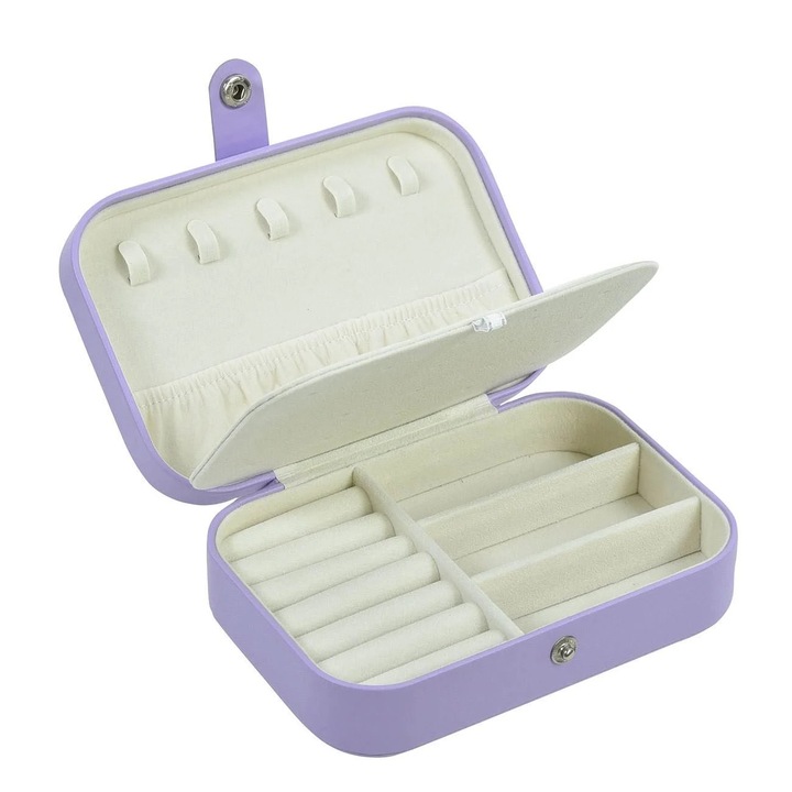 Lila rendszerező doboz gombbal ékszereknek 16x11.5x5.5cm