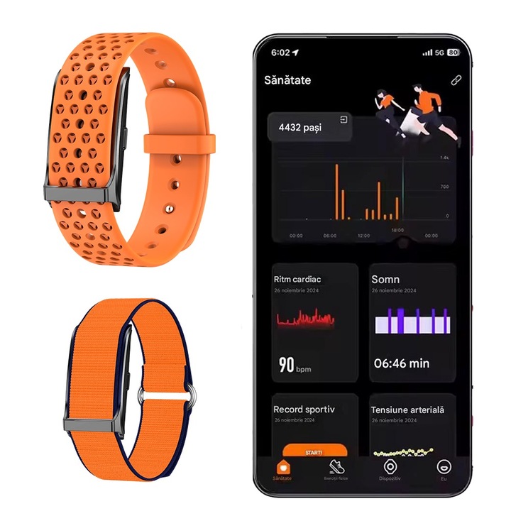 Смарт фитнес гривна Prime, GPS, наблюдение на пулса, оранжева, 35 дни живот на батерията