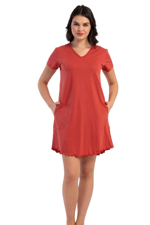 Camasa de noapte dama Vienetta, model Soft Edge, Caramiziu