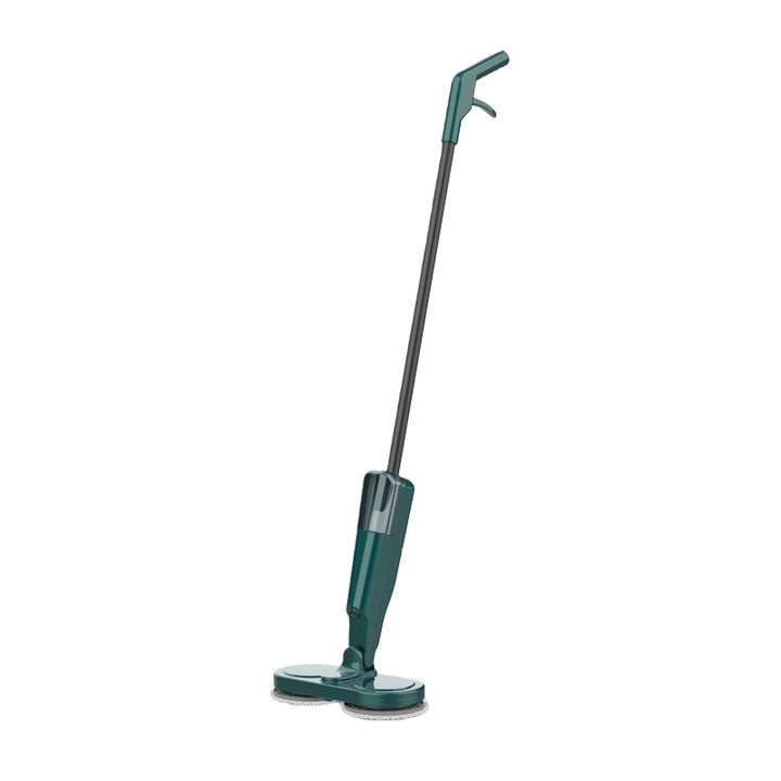 Mop electric, curatare profunda, cu rezervor de apa de 200 ml, design ergonomic, baterie de 2000 mAh, incarcare USB, verde
