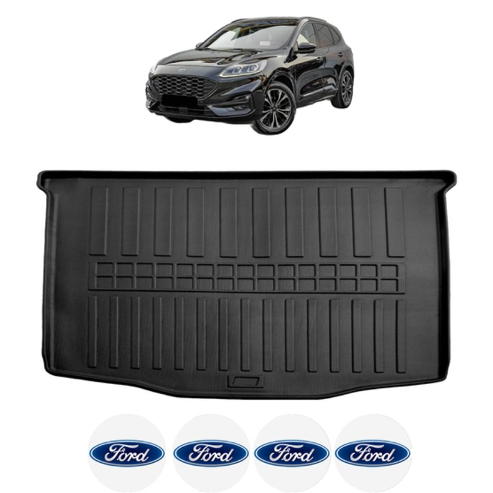 Tavita Portbagaj FORD KUGA III CU PODEA JOASA din 2019, CRI-FLO, Protectie Portbagaj Auto, 4x Stickere auto cu FORD