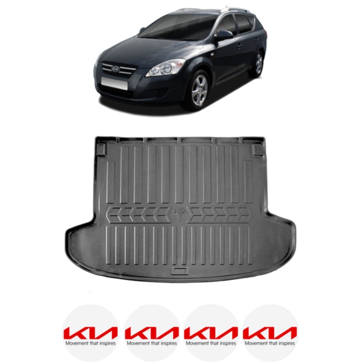 Tavita Portbagaj KIA CEED ED COMBI din 2006-2012, CRI-FLO, Protectie Portbagaj Auto, 4x Stickere auto cu KIA