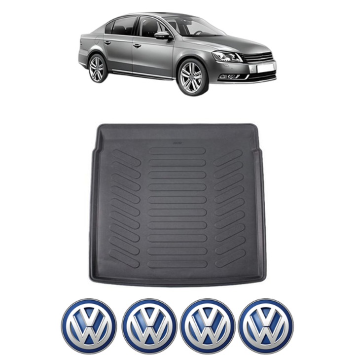 Tavita Portbagaj Volkswagen PASSAT B7 din 2010-2015, CRI-FLO, Protectie Portbagaj Auto, 4x Stickere auto cu Volkswagen
