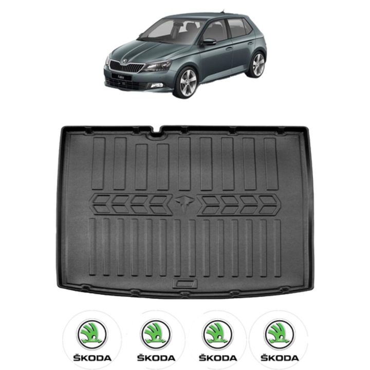 Tavita Portbagaj SKODA FABIA III NJ COMBI, CU PODEA JOASA din 2014-2021, CRI-FLO, Protectie Portbagaj Auto, 4x Stickere auto cu SKODA