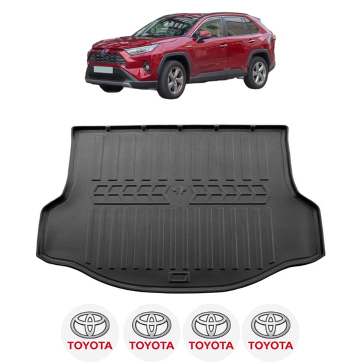 Tavita Portbagaj TOYOTA RAV 4 XA40 ROATA DE REZERVA SUBTIRE din 2013-2018, CRI-FLO, Protectie Portbagaj Auto, 4x Stickere auto cu TOYOTA