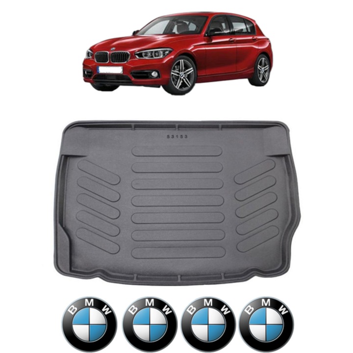 Tavita Portbagaj BMW Seria 1 F20 din 2011-2019, CRI-FLO, Protectie Portbagaj Auto, 4x Stickere auto cu BMW
