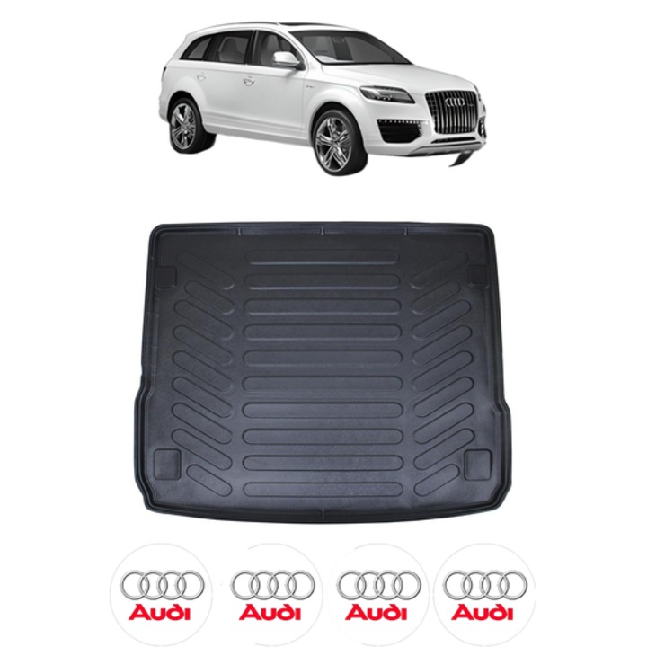 Tavita Portbagaj AUDI Q7 I 4L din 2005-2015, CRI-FLO, Protectie Portbagaj Auto, 4x Stickere auto cu AUDI