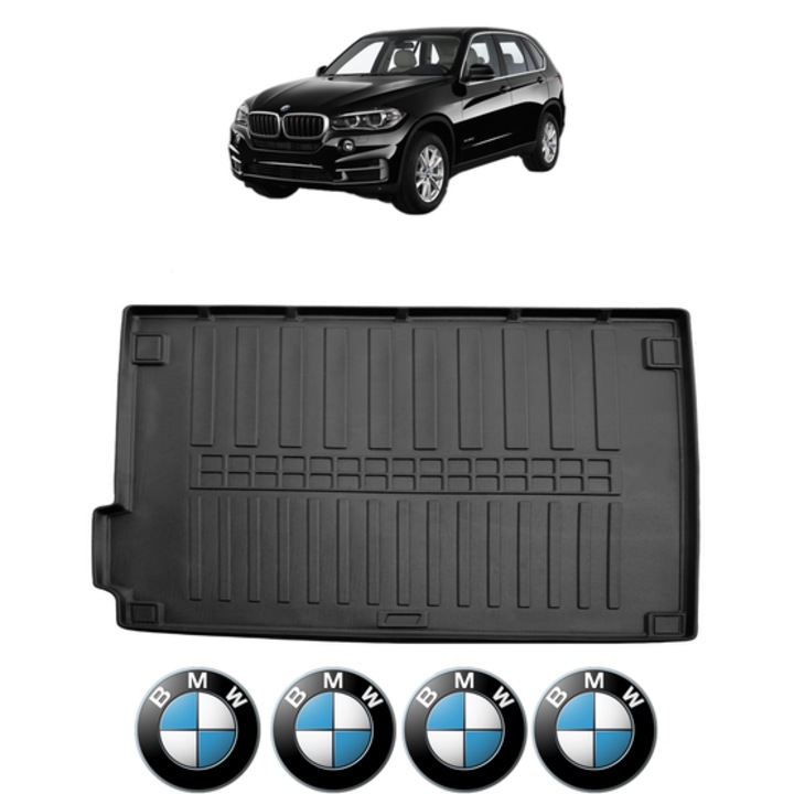 Tavita Portbagaj BMW Seria X5 F15 din 2013-2018, CRI-FLO, Protectie Portbagaj Auto, 4x Stickere auto cu BMW