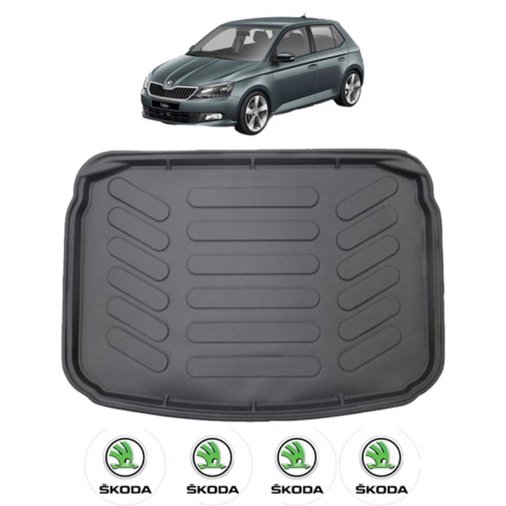 Tavita Portbagaj SKODA FABIA III HB din 2015-2021, CRI-FLO, Protectie Portbagaj Auto, 4x Stickere auto cu SKODA