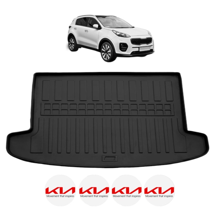Tavita Portbagaj KIA SPORTAGE QL CU PODEA INALTA, FARA SUBWOOFER din 2015-2021, CRI-FLO, Protectie Portbagaj Auto, 4x Stickere auto cu KIA