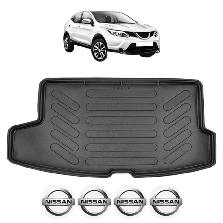 Tavita Portbagaj NISSAN QASHQAI II J11 VISIA VERSION din 2013-2021, CRI-FLO, Protectie Portbagaj Auto, 4x Stickere auto cu NISSAN