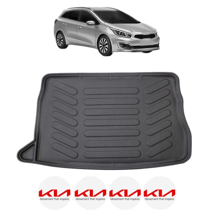 Tavita Portbagaj KIA CEED II SW CU PODEA JOASA din 2012-2018, CRI-FLO, Protectie Portbagaj Auto, 4x Stickere auto cu KIA
