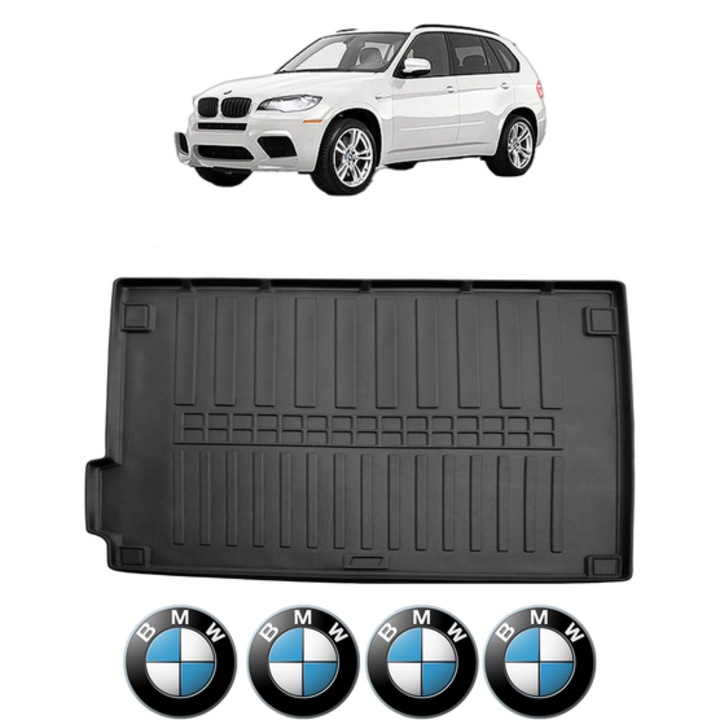 Tavita Portbagaj BMW Seria X5 E70 din 2006-2013, CRI-FLO, Protectie Portbagaj Auto, 4x Stickere auto cu BMW